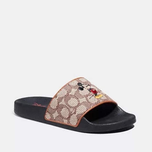 New Disney X Coach Sport Slide In Signature Textile Jacquard With Mickey Mouse - Picture 1 of 5